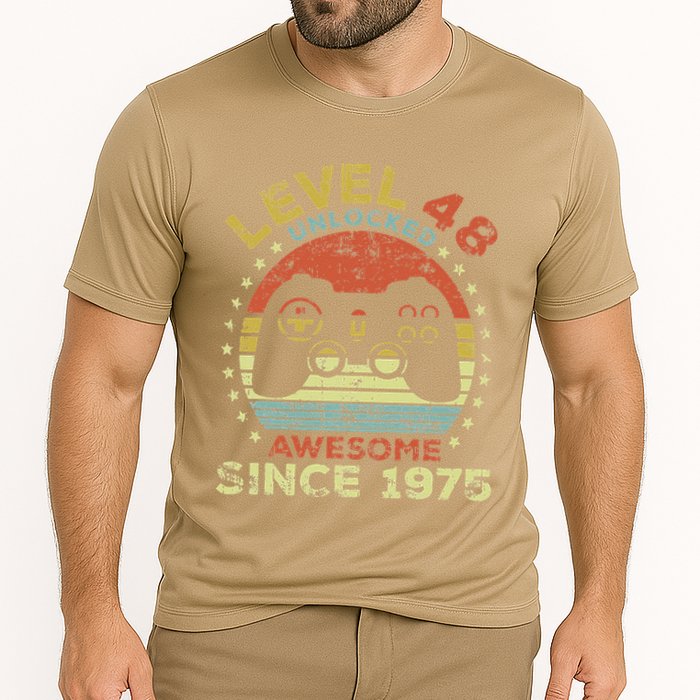 Level 48 Unlocked Awesome Since 1975 48th Birthday Gaming Cooling Performance Crew T-Shirt