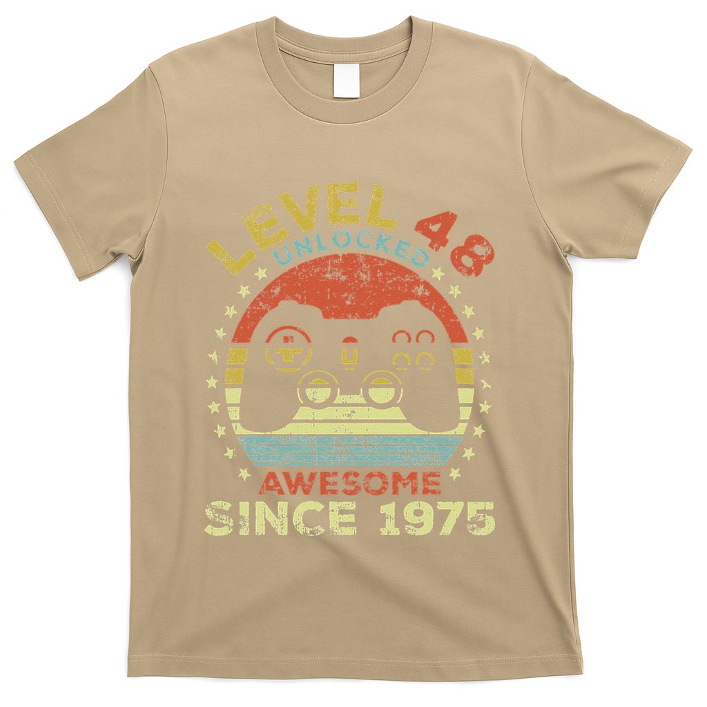 Level 48 Unlocked Awesome Since 1975 48th Birthday Gaming T-Shirt