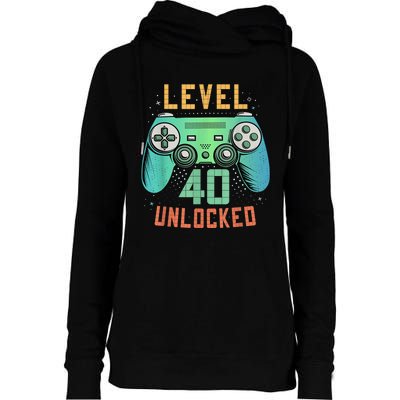 Level 40 Unlocked 40th Birthday Gamer Gifts 40 Year Old Male Womens Funnel Neck Pullover Hood