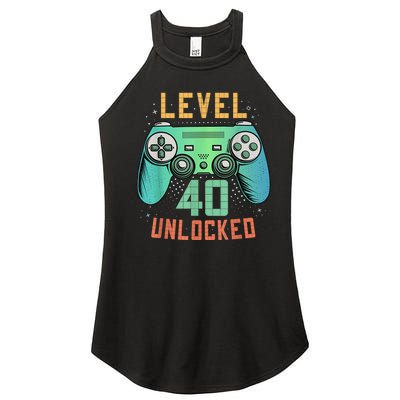 Level 40 Unlocked 40th Birthday Gamer Gifts 40 Year Old Male Women’s Perfect Tri Rocker Tank