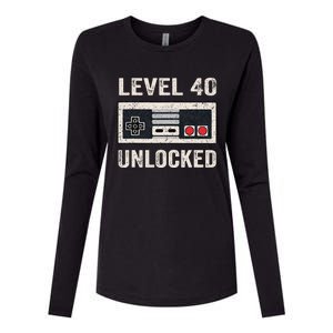 Level 40 Unlocked Video Gamer 40th Birthday Gift Womens Cotton Relaxed Long Sleeve T-Shirt