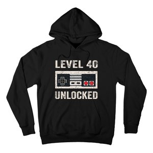 Level 40 Unlocked Video Gamer 40th Birthday Gift Hoodie