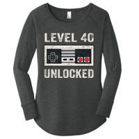 Level 40 Unlocked Video Gamer 40th Birthday Gift Women's Perfect Tri Tunic Long Sleeve Shirt