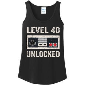 Level 40 Unlocked Video Gamer 40th Birthday Gift Ladies Essential Tank