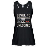 Level 40 Unlocked Video Gamer 40th Birthday Gift Ladies Essential Flowy Tank