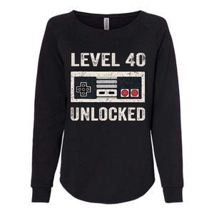 Level 40 Unlocked Video Gamer 40th Birthday Gift Womens California Wash Sweatshirt