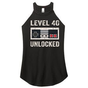 Level 40 Unlocked Video Gamer 40th Birthday Gift Women's Perfect Tri Rocker Tank