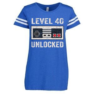 Level 40 Unlocked Video Gamer 40th Birthday Gift Enza Ladies Jersey Football T-Shirt