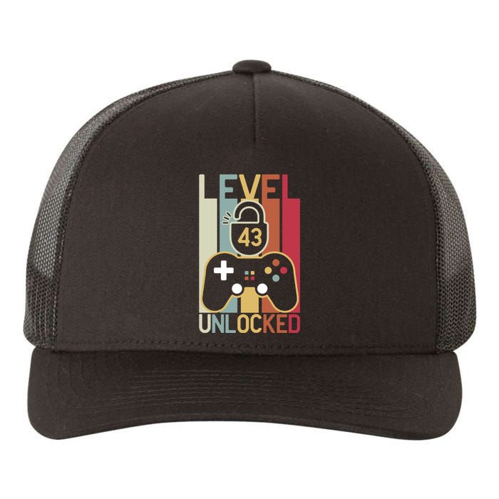 Level 43 Unlocked Birthday Gift Vintage Retro Yupoong Adult 5-Panel Trucker Hat