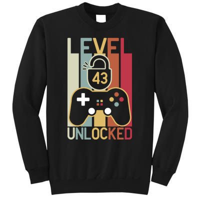 Level 43 Unlocked Birthday Gift Vintage Retro Sweatshirt