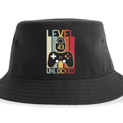 Level 43 Unlocked Birthday Gift Vintage Retro Sustainable Bucket Hat