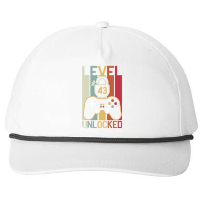 Level 43 Unlocked Birthday Gift Vintage Retro Snapback Five-Panel Rope Hat