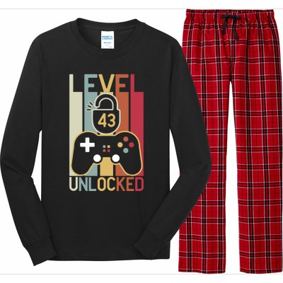 Level 43 Unlocked Birthday Gift Vintage Retro Long Sleeve Pajama Set