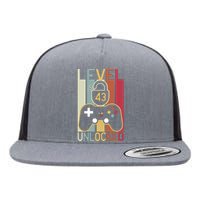 Level 43 Unlocked Birthday Gift Vintage Retro Flat Bill Trucker Hat