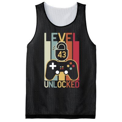 Level 43 Unlocked Birthday Gift Vintage Retro Mesh Reversible Basketball Jersey Tank