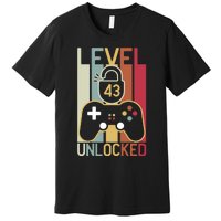 Level 43 Unlocked Birthday Gift Vintage Retro Premium T-Shirt