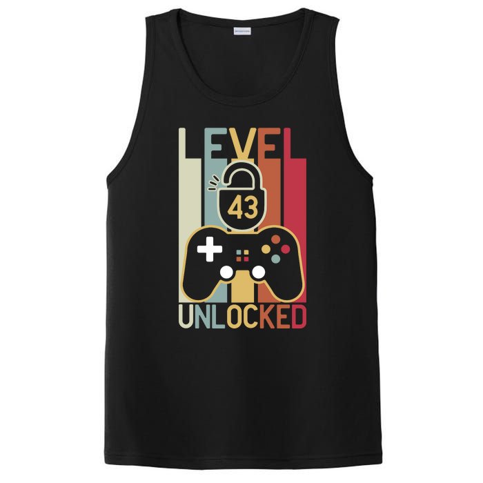 Level 43 Unlocked Birthday Gift Vintage Retro PosiCharge Competitor Tank