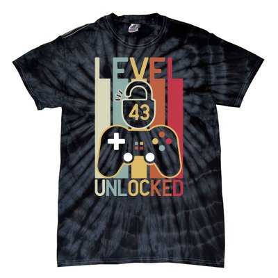 Level 43 Unlocked Birthday Gift Vintage Retro Tie-Dye T-Shirt