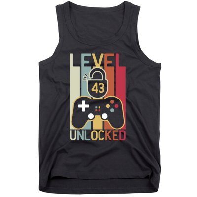 Level 43 Unlocked Birthday Gift Vintage Retro Tank Top