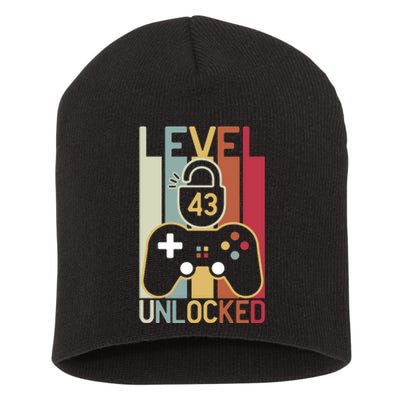 Level 43 Unlocked Birthday Gift Vintage Retro Short Acrylic Beanie