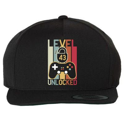 Level 43 Unlocked Birthday Gift Vintage Retro Wool Snapback Cap