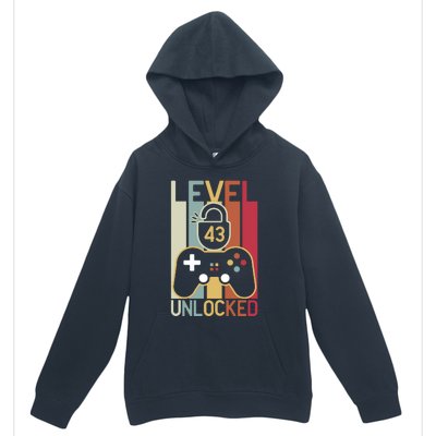 Level 43 Unlocked Birthday Gift Vintage Retro Urban Pullover Hoodie