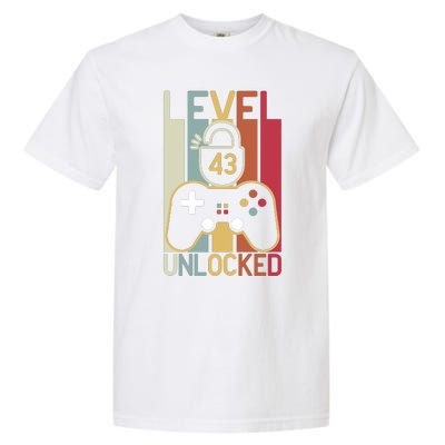 Level 43 Unlocked Birthday Gift Vintage Retro Garment-Dyed Heavyweight T-Shirt