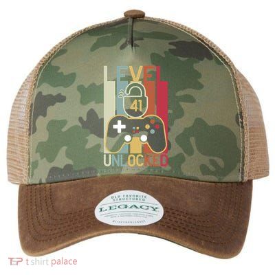 Level 41 Unlocked Birthday Gift Vintage Retro Legacy Tie Dye Trucker Hat