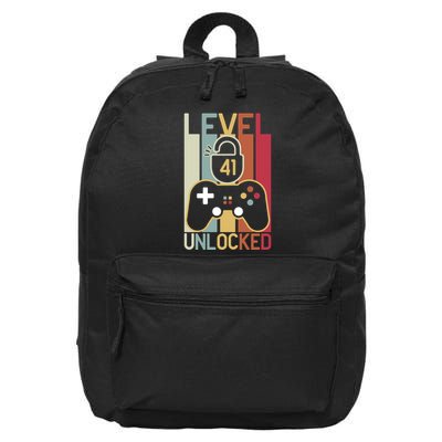 Level 41 Unlocked Birthday Gift Vintage Retro 16 in Basic Backpack