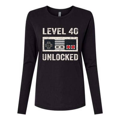 Level 40 Unlocked Video Gamer 40th Birthday Womens Cotton Relaxed Long Sleeve T-Shirt