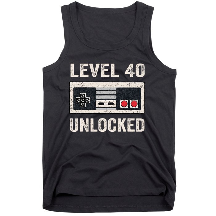 Level 40 Unlocked Video Gamer 40th Birthday Tank Top