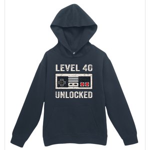 Level 40 Unlocked Video Gamer 40th Birthday Urban Pullover Hoodie