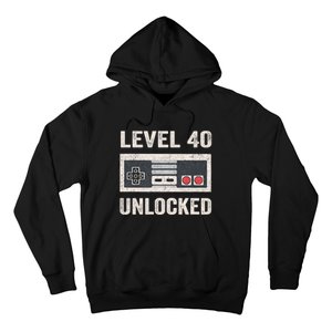 Level 40 Unlocked Video Gamer 40th Birthday Gift Hoodie