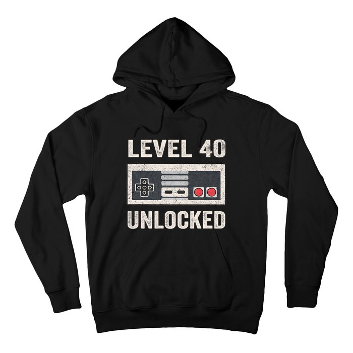 Level 40 Unlocked Video Gamer 40th Birthday Gift Hoodie