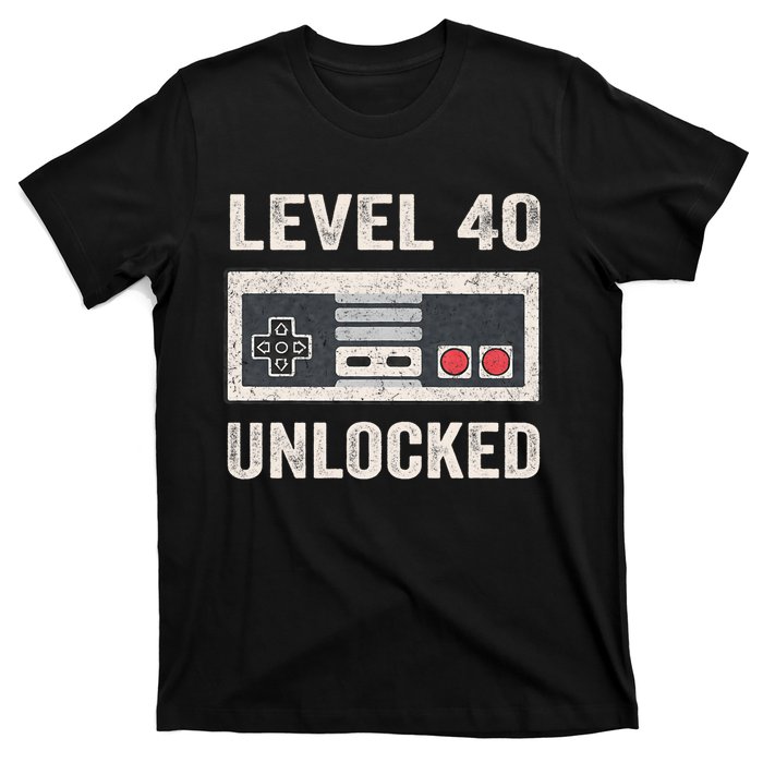 Level 40 Unlocked Video Gamer 40th Birthday Gift T-Shirt