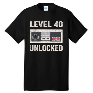 Level 40 Unlocked Video Gamer 40th Birthday Gift Tall T-Shirt