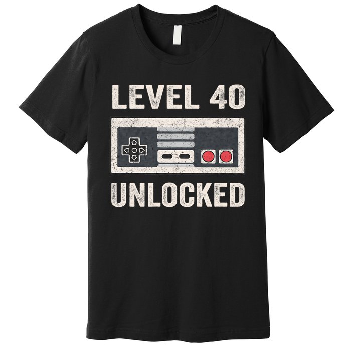 Level 40 Unlocked Video Gamer 40th Birthday Gift Premium T-Shirt