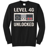 Level 40 Unlocked Video Gamer 40th Birthday Gift Tall Sweatshirt