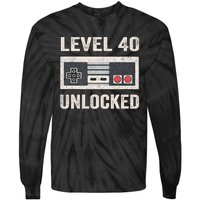 Level 40 Unlocked Video Gamer 40th Birthday Gift Tie-Dye Long Sleeve Shirt