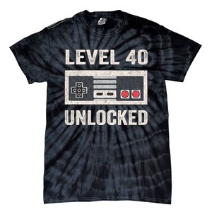 Level 40 Unlocked Video Gamer 40th Birthday Gift Tie-Dye T-Shirt