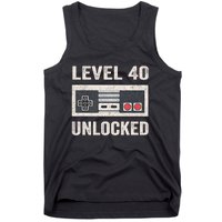 Level 40 Unlocked Video Gamer 40th Birthday Gift Tank Top