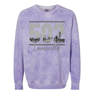 Louisville 502 Area Code Skyline Kentucky Pride Colorblast Crewneck Sweatshirt