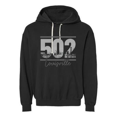 Louisville 502 Area Code Skyline Kentucky Pride Garment-Dyed Fleece Hoodie