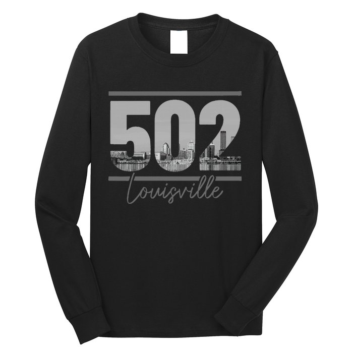 Louisville 502 Area Code Skyline Kentucky Pride Long Sleeve Shirt