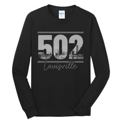 Louisville 502 Area Code Skyline Kentucky Pride Tall Long Sleeve T-Shirt