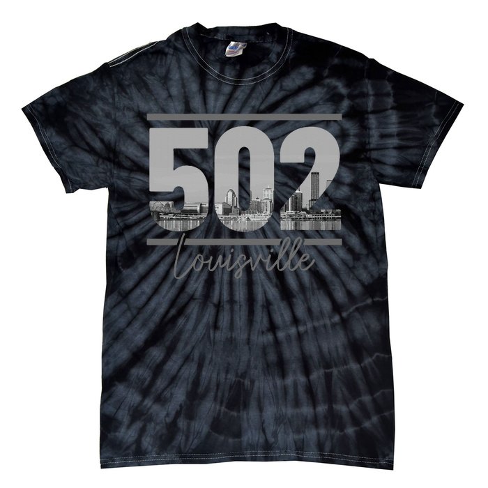 Louisville 502 Area Code Skyline Kentucky Pride Tie-Dye T-Shirt