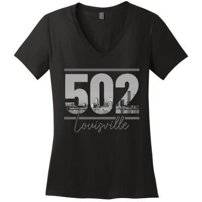 Louisville 502 Area Code Skyline Kentucky Pride Women's V-Neck T-Shirt