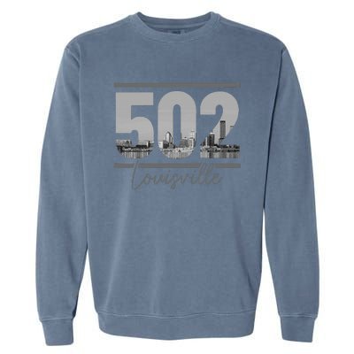 Louisville 502 Area Code Skyline Kentucky Pride Garment-Dyed Sweatshirt