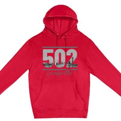 Louisville 502 Area Code Skyline Kentucky Pride Premium Pullover Hoodie