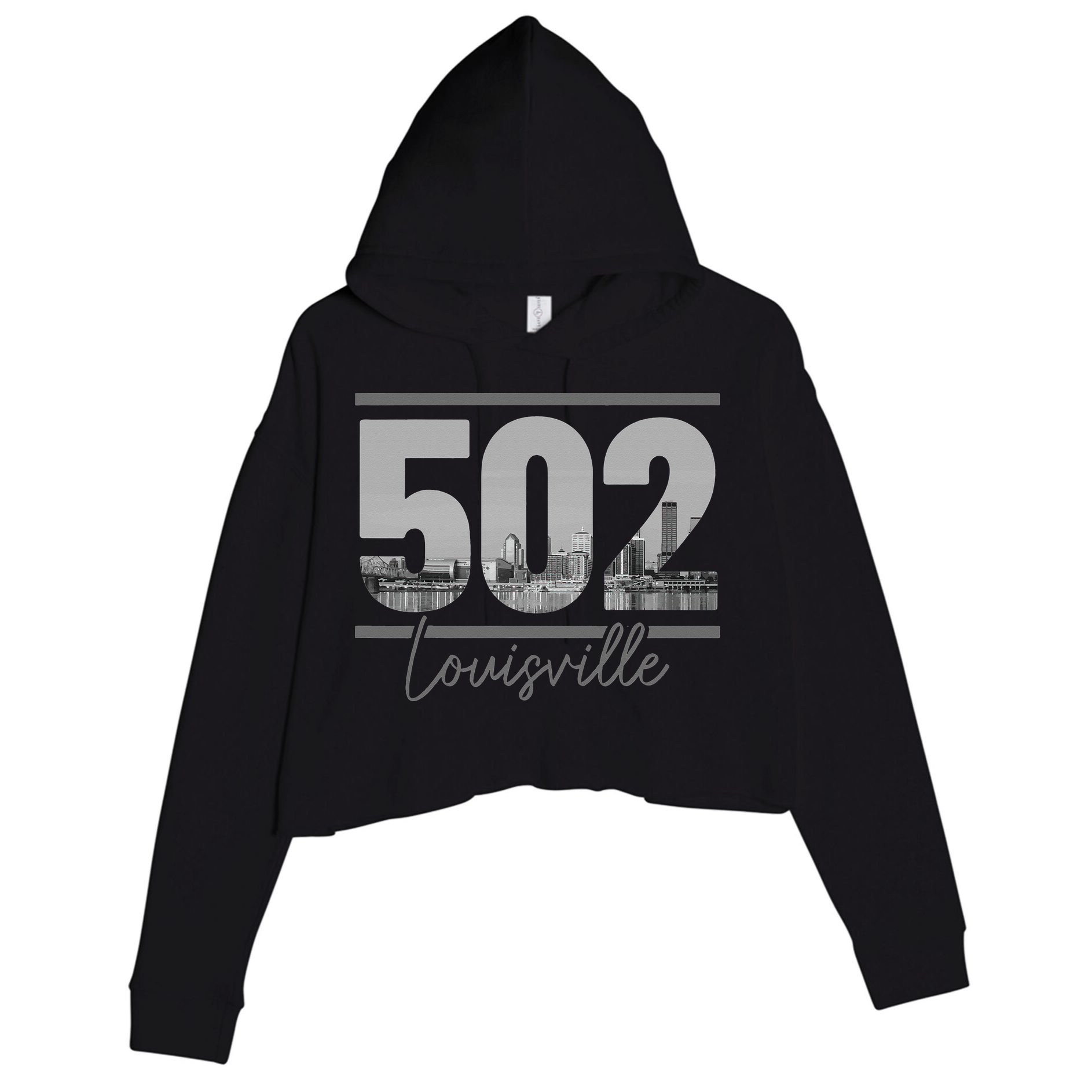 Louisville 502 Area Code Skyline Kentucky Pride Vintage Crop Fleece Hoodie